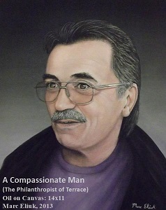 A Compassionate Man (The Philanthropist of Terrace) by Marc Eliuk oil on canvas 2013sm