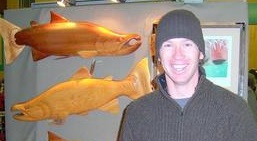 Rod Brown with his carved fish